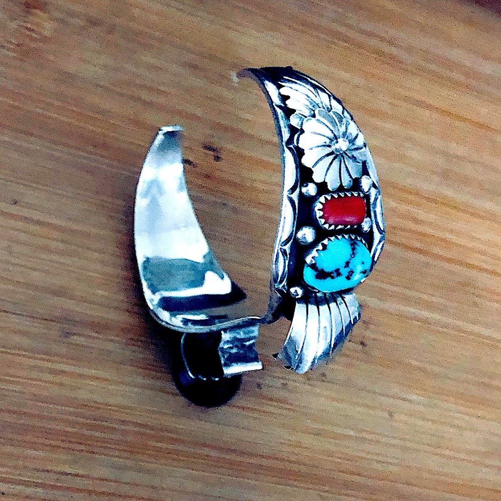 $235  Watch Cuff Vintage Navajo Signed Southwest Sterling Marked RB STERLING - Picture 8 of 11